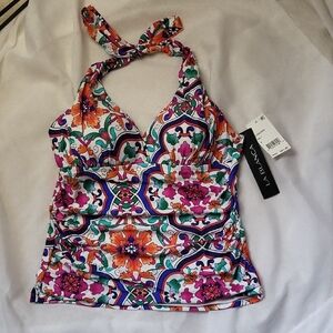 La Blanca Women's Floral Multicolor Swim Top Size M